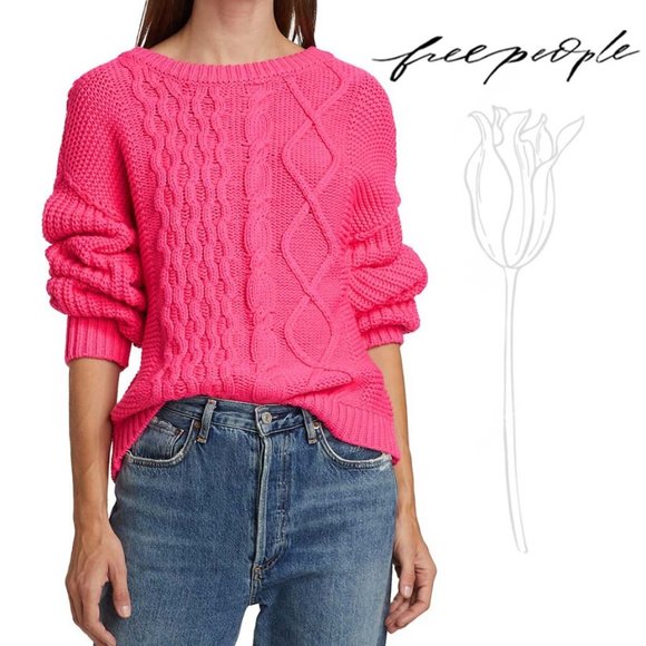 Free People Sweaters - Free People Dream Mixed-Knit Hibiscus Highlight Sweater